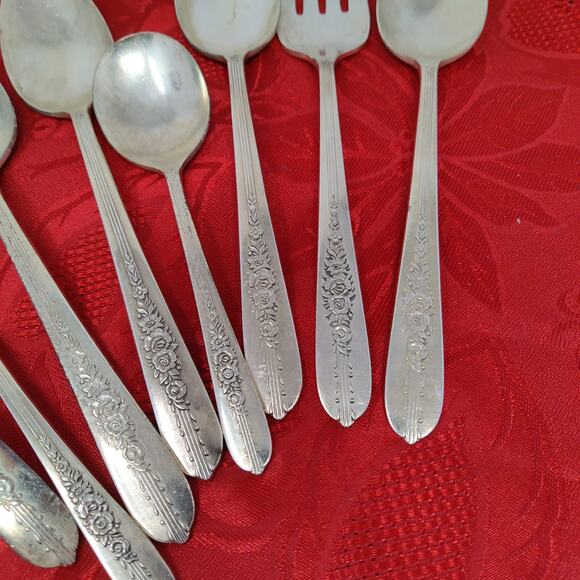 5X Serving Pieces 1939 ROYAL ROSE Oneida Nobility Plate Silverplate Spoons Sprea - Picture 7 of 14